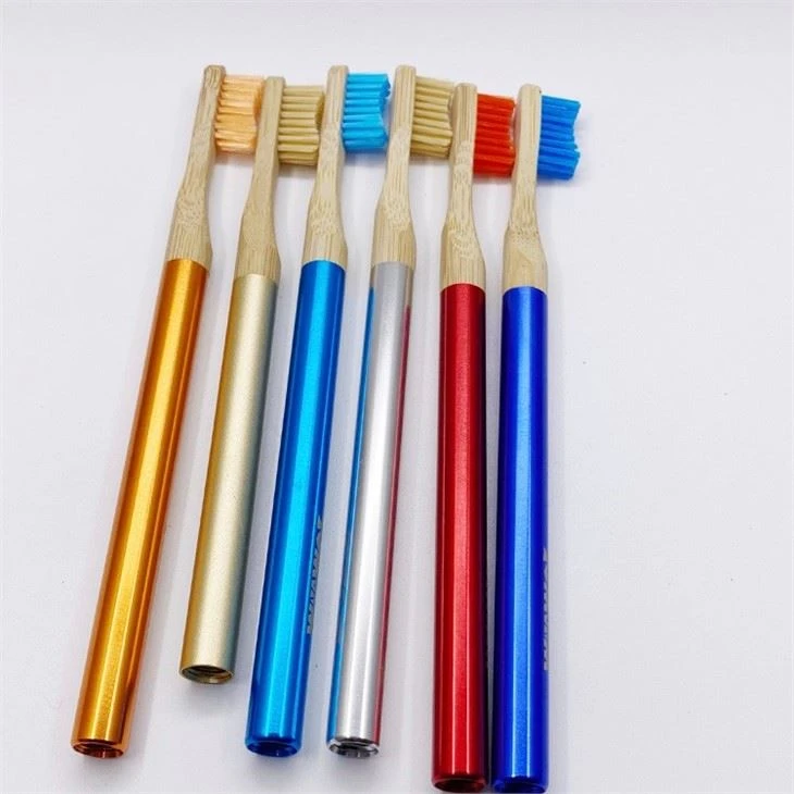 portable stainless handle bamboo toothbrushes